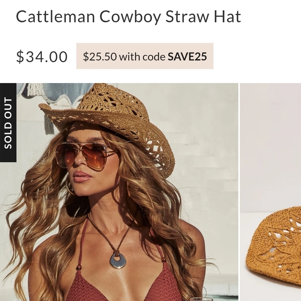 Vici Women's Tan Woven Hat BRAND NEW - Picture 2 of 2